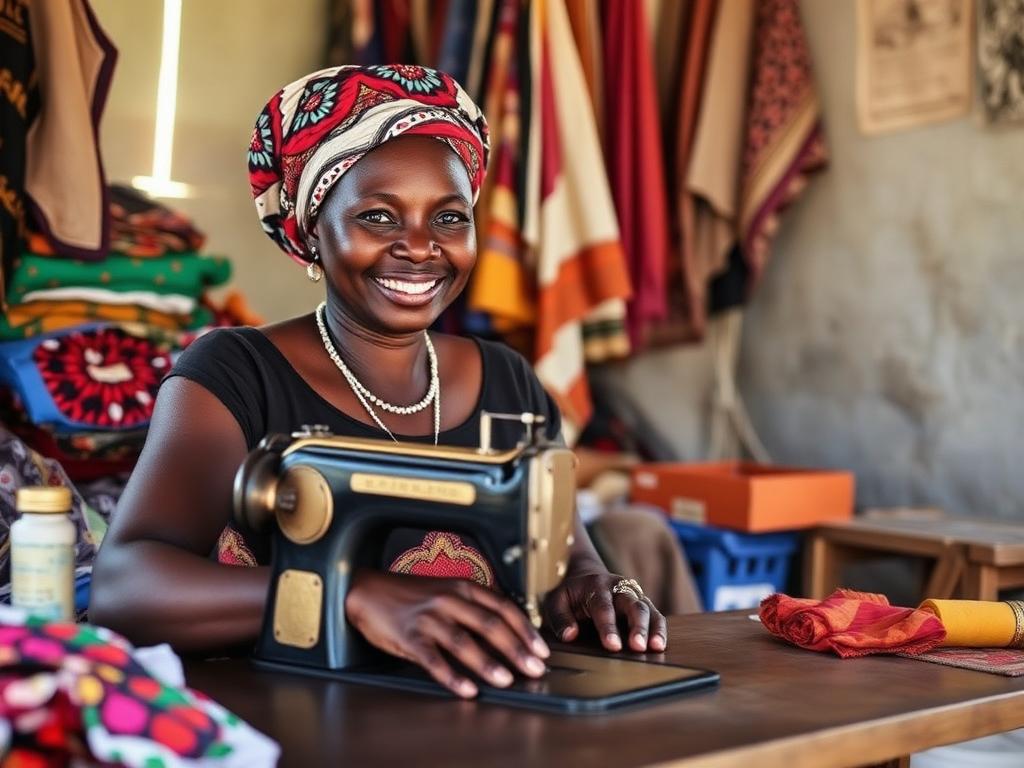 Woman entrepreneur working at her tailoring business